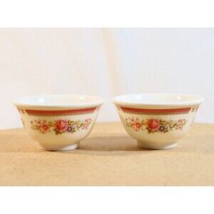 Melamine Ware Floral Dessert Dishes Set of 2 Made in Taiwan White Flowers 3.5"